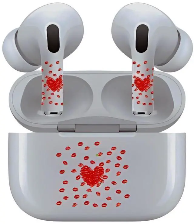 Alt view image 7 of 7 - AirSkins - Decals for AirPods 3, Red Hearts Design, Scratch-Resistant, Precision Fit, Wireless Charging Friendly, Easy Application, Durable Protection for Earbuds & Case