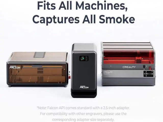 Alt view image 6 of 7 - Creality Falcon AP1 Smoke Purifier 4008060348, Laser Engraver Fume Extractor with 5-Stage HEPA & Activated Carbon Filtration, 250m³/h Airflow, 1700Pa Suction, PM2.5 Display, WiFi App Control