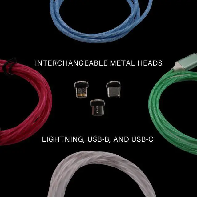 Alt view image 4 of 6 - Jaspertronics Flowing LED Charging Cables with Quick Disconnect Magnetic Tips for Smart Phones, Tablets, and More!