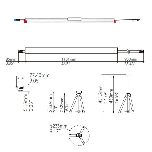 Alt view image 6 of 6 - Jaspertronics DB02 Under Canopy Horticulture LED Grow Light, 150W, 405µmol/s PPF, 2.7µmol/J Efficacy, U2 Spectrum, IP66, 120-277V AC, Daisy Chain Ready