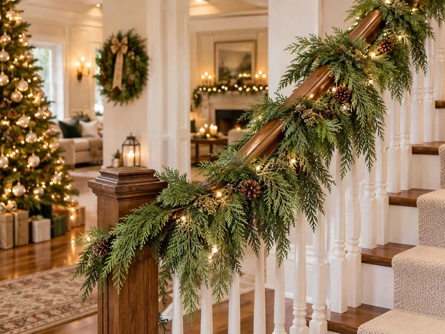 Alt view image 7 of 7 - Jaspertronics Christmas Classics Cedar Garland, 6 Foot Artificial Christmas Greenery, Realistic Soft Cedar Foliage, Flexible Branch, 2 Hanging Loops, Indoor Mantel and Staircase Decor
