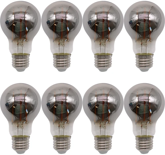 Main image of Jaspertronics A19 Vintage Edison LED Filament Bulbs, E26 Base, 4W 25W Equivalent, 180 Lumens, 1800K Extra Warm White, Dimmable, Pack of 8