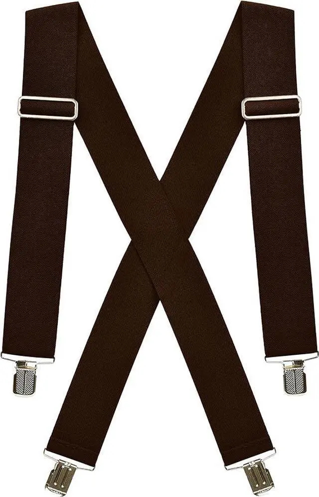 Main image of Hold'Em X-Back Mens Suspenders, Adjustable and Stretchable Suspenders for Men, Durable Straight Clip-On Suspenders, Clothing Accessories for Casual and Formal Outfits, Brown