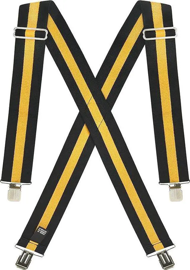 Main image of Hold'Em X-Back Mens Suspenders, Adjustable and Stretchable Suspenders for Men, Durable Straight Clip-On Suspenders, Clothing Accessories for Casual and Formal Outfits, Black Striped