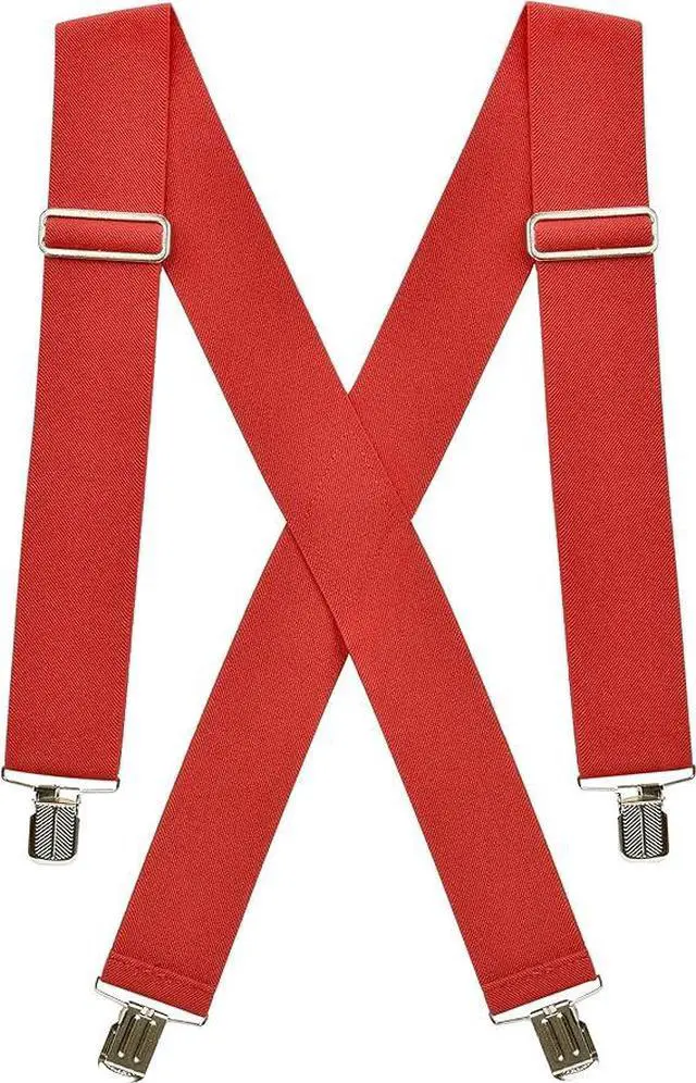 Main image of Hold'Em X-Back Mens Suspenders, Adjustable and Stretchable Suspenders for Men, Durable Straight Clip-On Suspenders, Clothing Accessories for Casual and Formal Outfits, Red