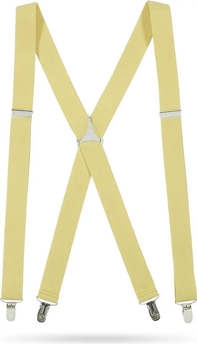 Main image of Hold'Em X-Back Men's Suspenders, Adjustable and Stretchable Suspenders for Men, Durable Straight Clip-on Suspenders, Men Accessories for Casual and Formal Outfits, 46 inches, Light Yellow