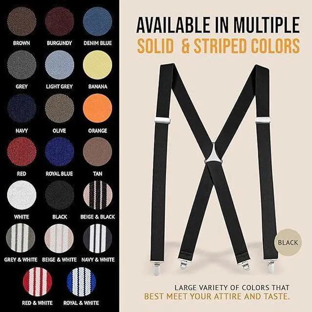 Alt view image 6 of 7 - Hold'Em X-Back Men's Suspenders, Adjustable and Stretchable Suspenders for Men, Durable Straight Clip-on Suspenders, Men Accessories for Casual and Formal Outfits, 46 inches, Black