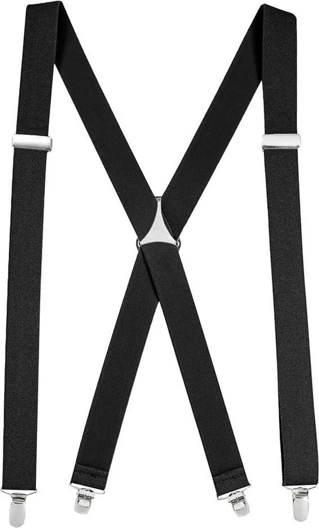 Main image of Hold'Em X-Back Men's Suspenders, Adjustable and Stretchable Suspenders for Men, Durable Straight Clip-on Suspenders, Men Accessories for Casual and Formal Outfits, 46 inches, Black