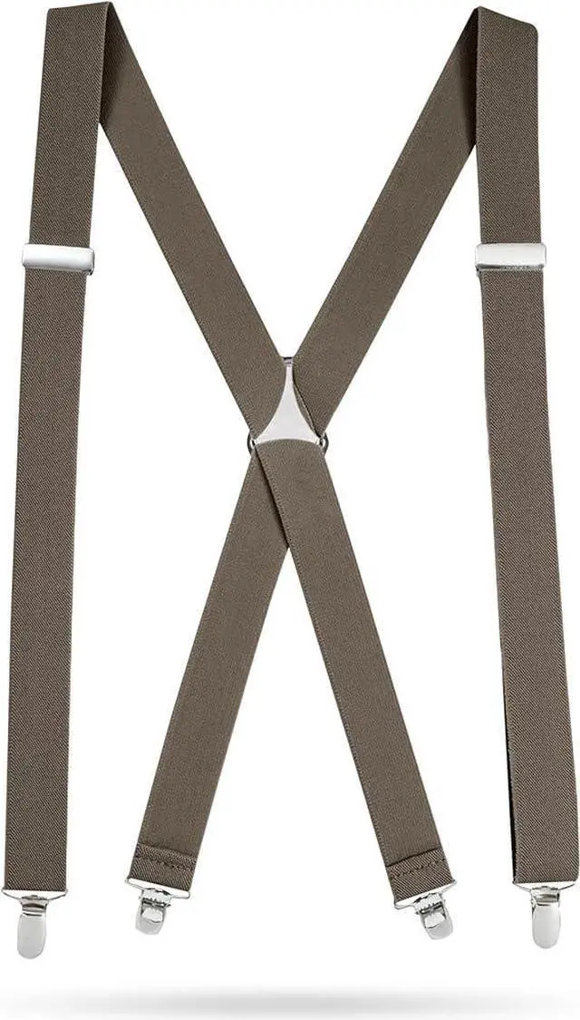 Main image of Hold'Em X-Back Men's Suspenders, Adjustable and Stretchable Suspenders for Men, Durable Straight Clip-on Suspenders, Men Accessories for Casual and Formal Outfits, 46 inches, Olive Green