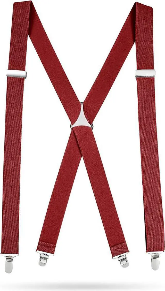 Main image of Hold'Em X-Back Men's Suspenders, Adjustable and Stretchable Suspenders for Men, Durable Straight Clip-on Suspenders, Men Accessories for Casual and Formal Outfits, 54 inches, Red