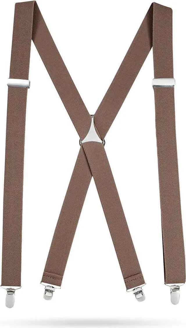 Main image of Hold'Em X-Back Men's Suspenders, Adjustable and Stretchable Suspenders for Men, Durable Straight Clip-on Suspenders, Men Accessories for Casual and Formal Outfits, 46 inches, Tan