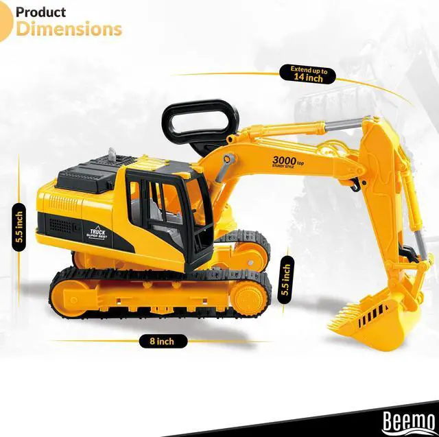 Alt view image 3 of 4 - Beemo Excavator Toys for kids Construction Bulldozer Digger Truck Toy Boy Toddler Play Vehicle with Shovel Arm Claw and Rubber Tracks Birthday Gift