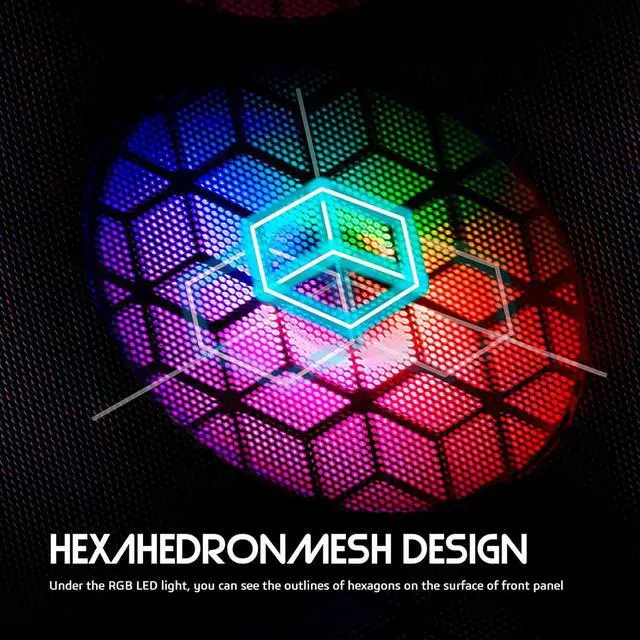 Alt view image 4 of 8 - Raidmax MESHIAN X921 Mesh Airflow and Tempered Glass Gaming PC Case with Fans, Pre-Installed 6 Static RGB Color Fans, ATX Mid Tower, Black, Support ATX, Micro ATX, Water Colling