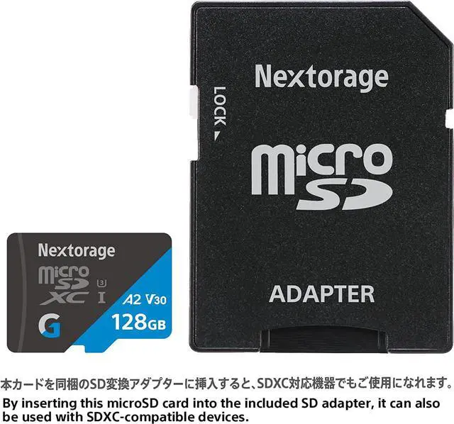 Alt view image 2 of 7 - Nextorage G-Series 128GB A2 V30 CL10 Micro SD Card, microSDXC Memory Card for Nintendo-Switch, Steam Deck, Smartphones, Gaming, Go Pro, 4K Video, UHS-I U3, up to 100MB/s, with Adapter
