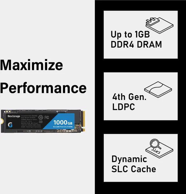 Alt view image 3 of 6 - Nextorage Japan 1TB NVMe M.2 2280 PCIe Gen.4 Internal SSD Read Speed up to 7300MB/s Write Speed Up to 6000 MB/s (New G-Series). Read Speed up to 7300MB/s Write Speed Up to 6000 MB/s ( New G series)