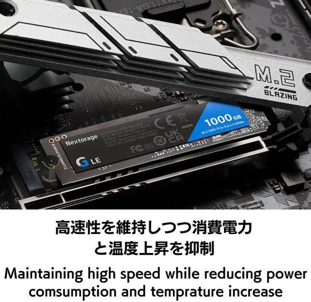 Alt view image 4 of 7 - Nextorage Japan 1TB NVMe M.2 2280 PCIe Gen.4 Internal SSD Read Speed up to 7400MB/s Write Speed Up to 6100 MB/s (G LE Series)