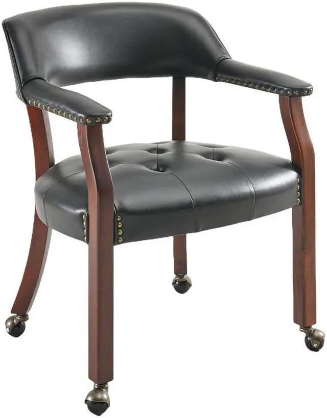 Alt view image 4 of 7 - ASARUDA Office Desk Chairs with Wheels and Solid Wood Legs, Classic Swivel Accent Chairs Upholstered with Breathing Leather