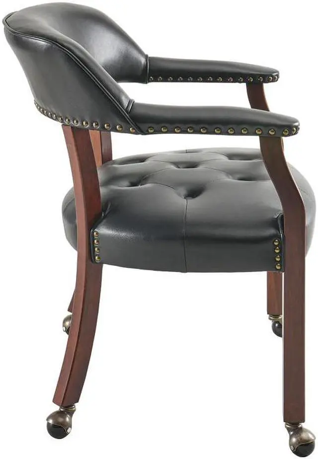Alt view image 6 of 7 - ASARUDA Office Desk Chairs with Wheels and Solid Wood Legs, Classic Swivel Accent Chairs Upholstered with Breathing Leather