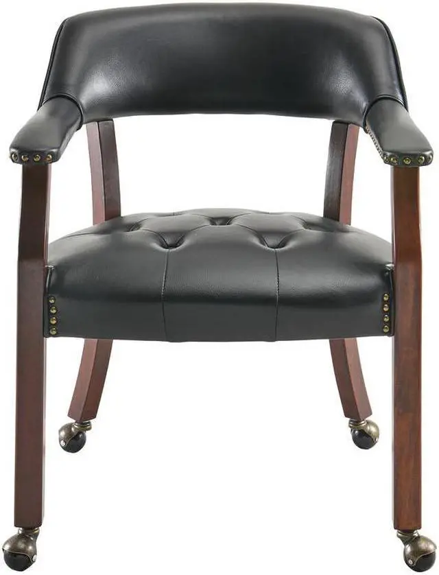 Alt view image 5 of 7 - ASARUDA Office Desk Chairs with Wheels and Solid Wood Legs, Classic Swivel Accent Chairs Upholstered with Breathing Leather