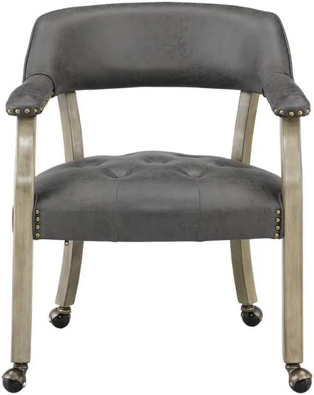 Alt view image 5 of 7 - ASARUDA Office Desk Chairs with Wheels and Solid Wood Legs, Classic Swivel Accent Chairs Upholstered with Breathing Leather