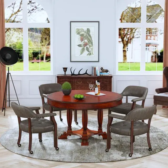 Alt view image 4 of 7 - ASARUDA Office Desk Chairs with Wheels and Solid Wood Legs, Classic Swivel Accent Chairs Upholstered with Breathing Leather