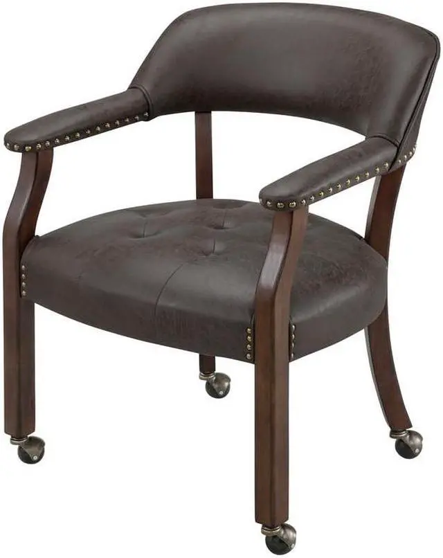 Alt view image 4 of 7 - ASARUDA Office Desk Chairs with Wheels and Solid Wood Legs, Classic Swivel Accent Chairs Upholstered with Breathing Leather