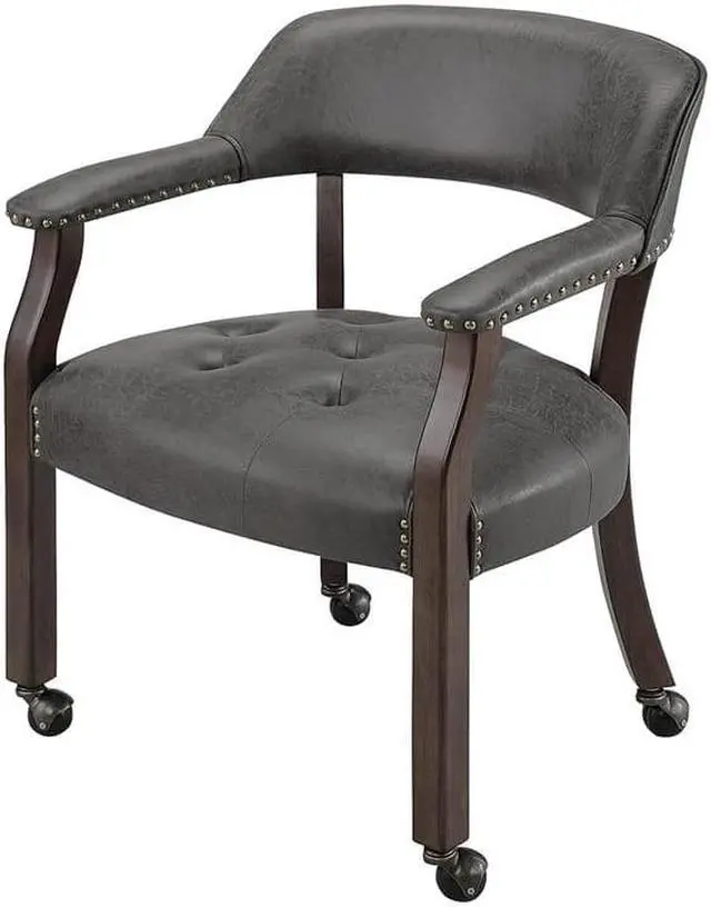 Alt view image 5 of 7 - ASARUDA Office Desk Chairs with Wheels and Solid Wood Legs, Classic Swivel Accent Chairs Upholstered with Breathing Leather