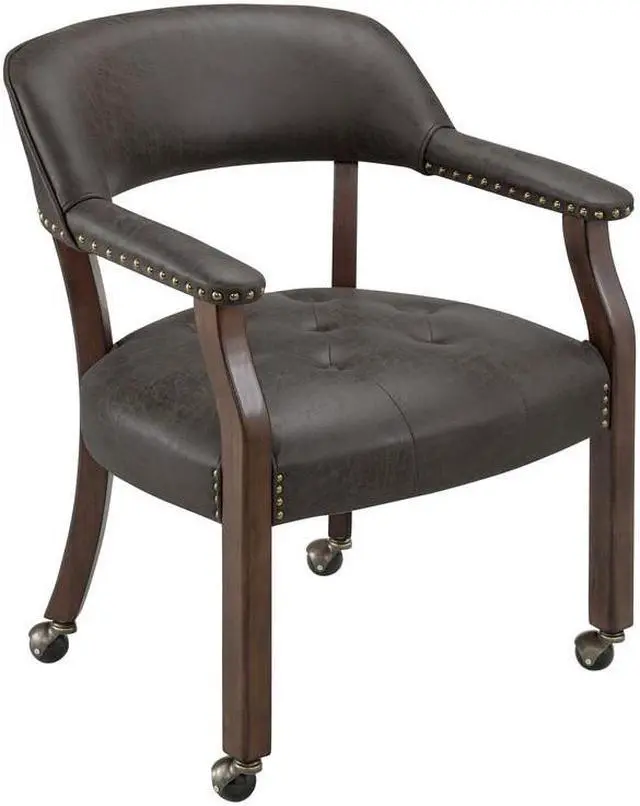 Alt view image 3 of 7 - ASARUDA Office Desk Chairs with Wheels and Solid Wood Legs, Classic Swivel Accent Chairs Upholstered with Breathing Leather