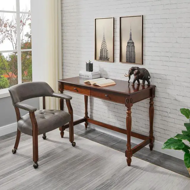 Main image of ASARUDA Office Desk Chairs with Wheels and Solid Wood Legs, Classic Swivel Accent Chairs Upholstered with Breathing Leather