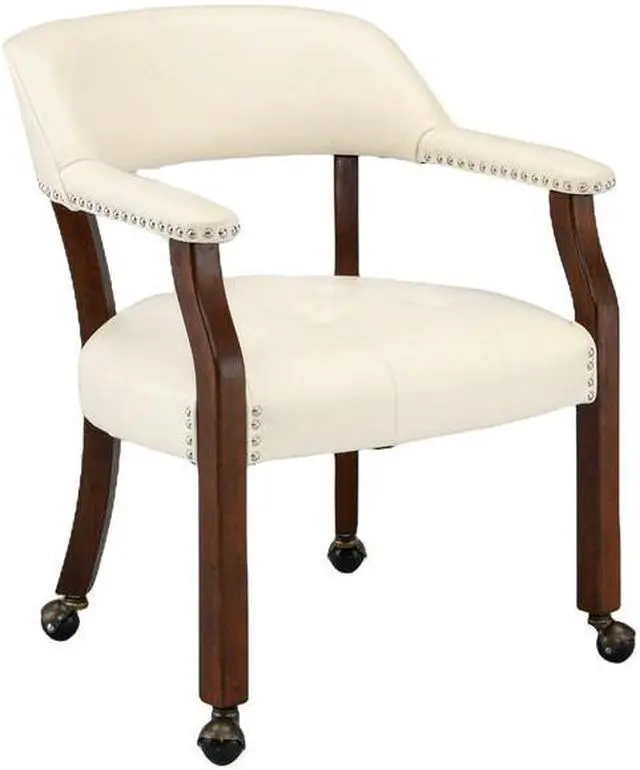 Alt view image 6 of 7 - ASARUDA Office Desk Chairs with Wheels and Solid Wood Legs, Classic Swivel Accent Chairs Upholstered with Breathing Leather