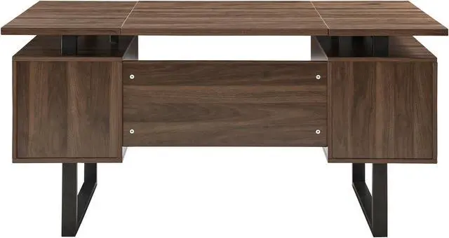 Alt view image 7 of 7 - Computer Desk for Home Office with 4 Large Drawers, Rustic Wood Writing Study Table Metal Frame, 59 x 21.7 29.5, Color Block Desktop,Easy Assembly Walnut