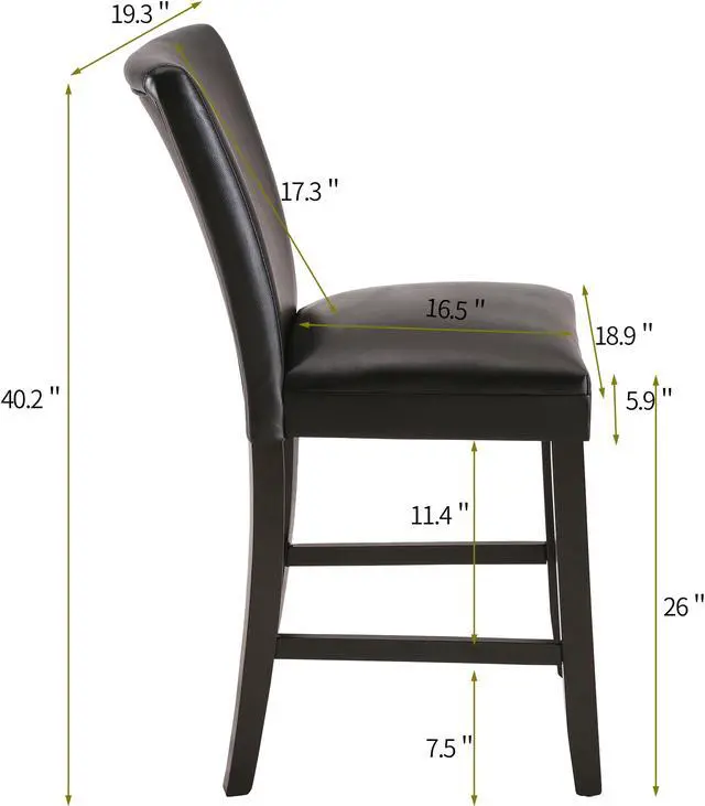Alt view image 6 of 7 - ASARUDA Counter Chairs, Set of 2 Bar Stool with Back, 40 Dinning Chairs with Waterproof Surface and Solid Wood Legs, Breathing Leather, Upholstered Chairs,Holds up to 250 Lbs