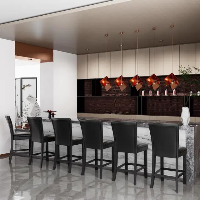 Alt view image 2 of 7 - ASARUDA Counter Chairs, Set of 2 Bar Stool with Back, 40 Dinning Chairs with Waterproof Surface and Solid Wood Legs, Breathing Leather, Upholstered Chairs,Holds up to 250 Lbs