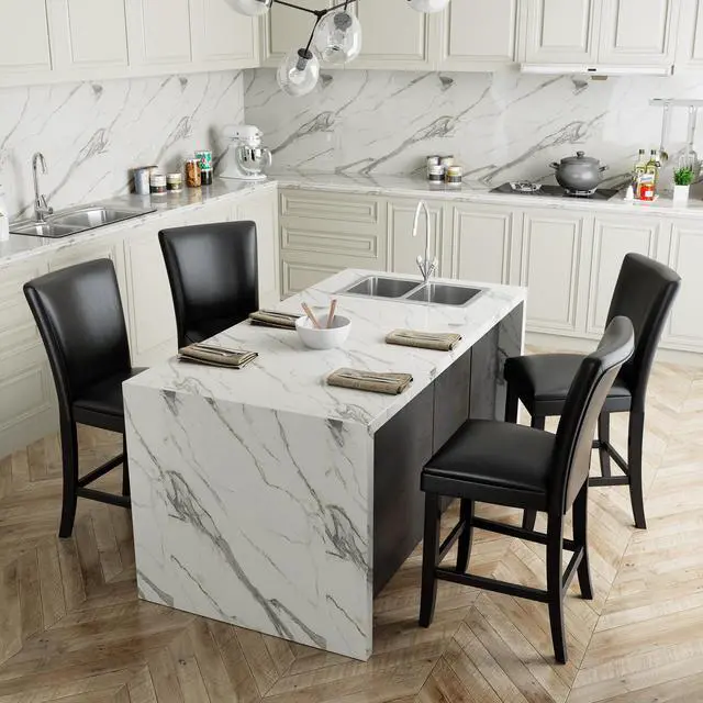 Alt view image 3 of 7 - ASARUDA Counter Chairs, Set of 2 Bar Stool with Back, 40 Dinning Chairs with Waterproof Surface and Solid Wood Legs, Breathing Leather, Upholstered Chairs,Holds up to 250 Lbs