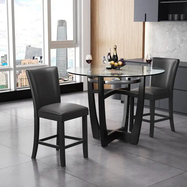 Alt view image 4 of 7 - ASARUDA Counter Chairs, Set of 2 Bar Stool with Back, 40 Dinning Chairs with Waterproof Surface and Solid Wood Legs, Breathing Leather, Upholstered Chairs,Holds up to 250 Lbs
