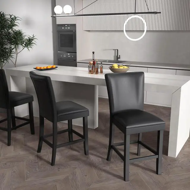 Alt view image 7 of 7 - ASARUDA Counter Chairs, Set of 2 Bar Stool with Back, 40 Dinning Chairs with Waterproof Surface and Solid Wood Legs, Breathing Leather, Upholstered Chairs,Holds up to 250 Lbs