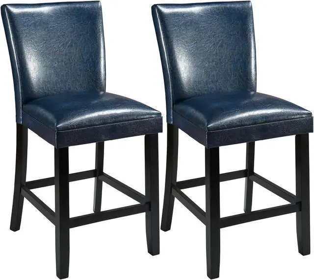 Alt view image 2 of 7 - ASARUDA Counter Chairs, Set of 2 Bar Stool with Back, 40 Dinning Chairs with Waterproof Surface and Solid Wood Legs, Breathing Leather, Upholstered Chairs,Holds up to 250 Lbs Blue