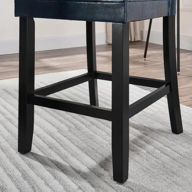 Alt view image 7 of 7 - ASARUDA Counter Chairs, Set of 2 Bar Stool with Back, 40 Dinning Chairs with Waterproof Surface and Solid Wood Legs, Breathing Leather, Upholstered Chairs,Holds up to 250 Lbs Blue