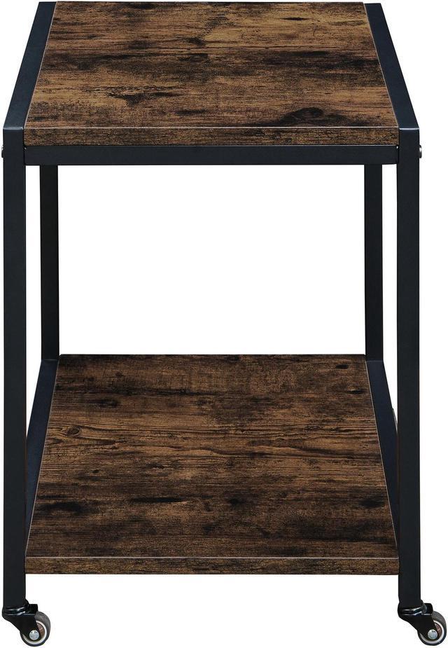 Alt view image 5 of 7 - Mobile Utility Rolling Cart, 2-Tire Small Storage Shelf with Wheels, Rustic Moving Home Cart, End Table with Metal Frame,18H x 17.7L x 14W for Painting, Party, Kitchen Retro Brown SZCJ20401RC