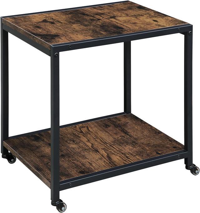Alt view image 3 of 7 - Mobile Utility Rolling Cart, 2-Tire Small Storage Shelf with Wheels, Rustic Moving Home Cart, End Table with Metal Frame,18H x 17.7L x 14W for Painting, Party, Kitchen Retro Brown SZCJ20401RC