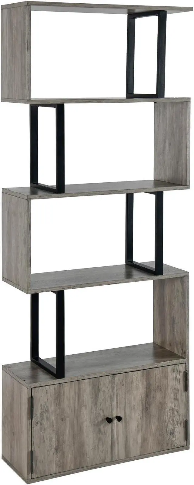 Alt view image 5 of 7 - 4-tire Bookshelf with Large Drawer, S-Design Corner Bookcase, Storage Rack, Display Shelf, Plant Standing Shelf, Easy Assembly, for Living Room, Bedroom, Office, Blank Wall