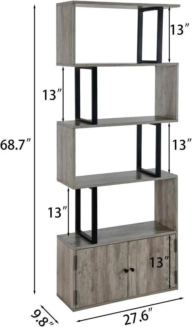 Alt view image 6 of 7 - 4-tire Bookshelf with Large Drawer, S-Design Corner Bookcase, Storage Rack, Display Shelf, Plant Standing Shelf, Easy Assembly, for Living Room, Bedroom, Office, Blank Wall