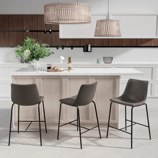 Alt view image 3 of 7 - ASARUDA Counter Chairs Set of 2, 25H Seat Bar Stools Chairs with Metal Legs, Dinning Chairs with Upholstered Seat and Footrest, Holds 250 Lbs, Easy Assembly for Living Room, Coffee Brown
