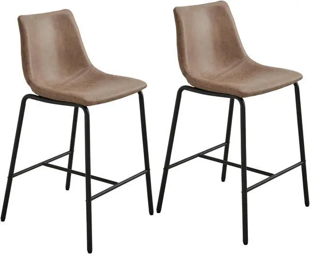 Alt view image 5 of 7 - ASARUDA Counter Chairs Set of 2, 25H Seat Bar Stools Chairs with Metal Legs, Dinning Chairs with Upholstered Seat and Footrest, Holds 250 Lbs, Easy Assembly for Living Room, Light Brown