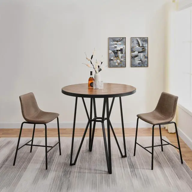 Alt view image 2 of 7 - ASARUDA Counter Chairs Set of 2, 25H Seat Bar Stools Chairs with Metal Legs, Dinning Chairs with Upholstered Seat and Footrest, Holds 250 Lbs, Easy Assembly for Living Room, Light Brown