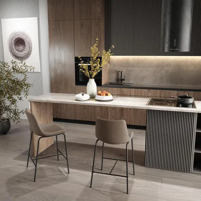 Main image of ASARUDA Counter Chairs Set of 2, 25H Seat Bar Stools Chairs with Metal Legs, Dinning Chairs with Upholstered Seat and Footrest, Holds 250 Lbs, Easy Assembly for Living Room, Light Brown