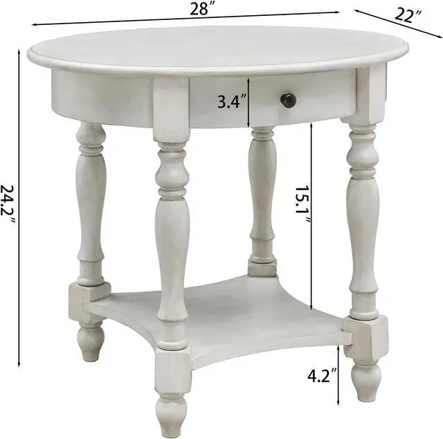 Alt view image 3 of 6 - 24" Tall End Table with Storage Shelf, Living Room Corner Table, Nightstand