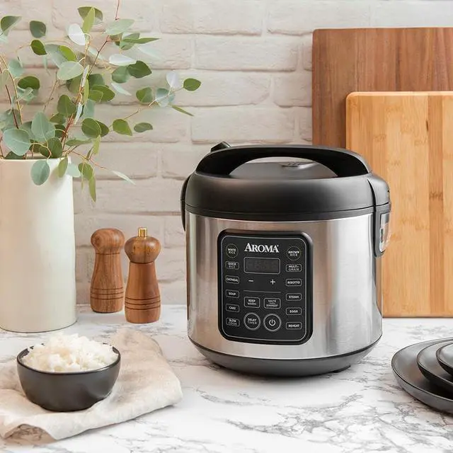 Alt view image 5 of 5 - Aroma Housewares ARC-5200SB 2O2O Model Rice & Grain Cooker, Sauté, Slow Cook, Steam, Stew, Oatmeal, Risotto, Soup, 20 Cup 10 Cup uncooked, Stainless Steel