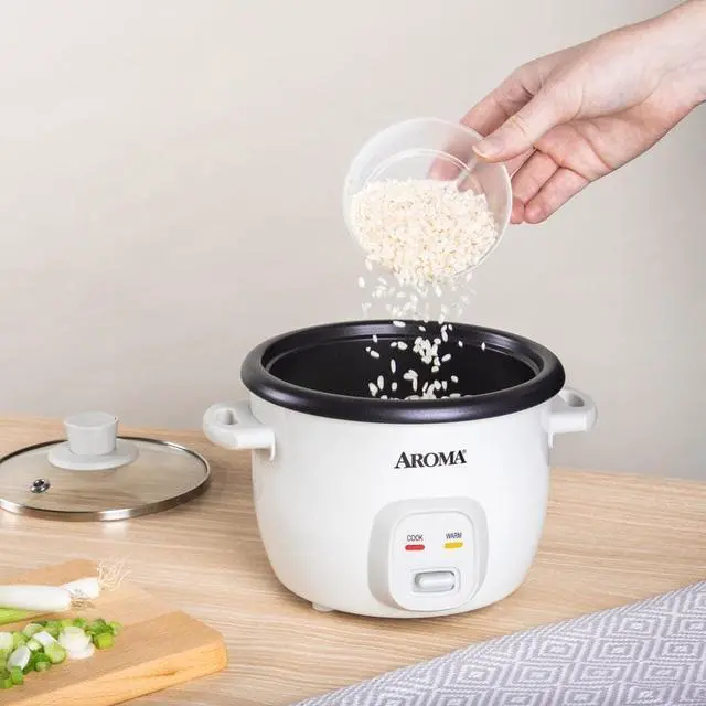 Alt view image 6 of 6 - Aroma Housewares 4-Cups (Cooked) / 1Qt. Rice & Grain Cooker (ARC-302NG), White