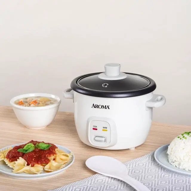Alt view image 5 of 6 - Aroma Housewares 4-Cups (Cooked) / 1Qt. Rice & Grain Cooker (ARC-302NG), White